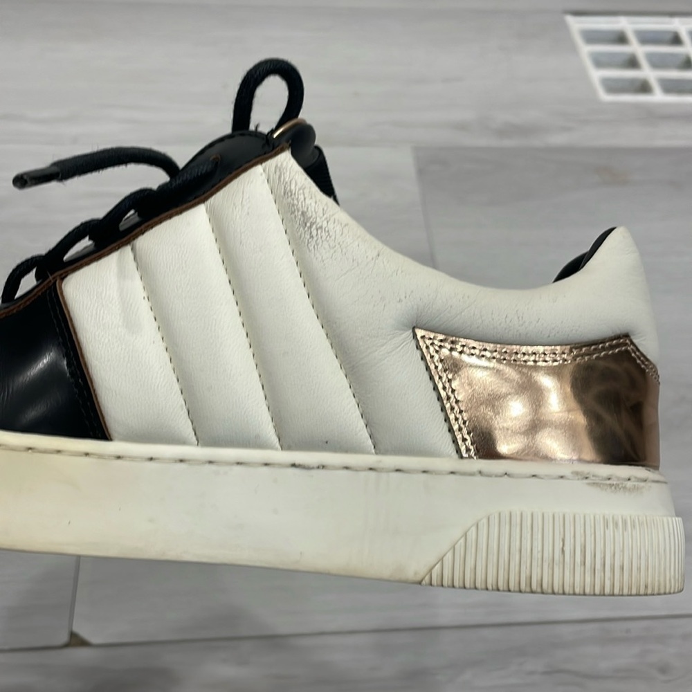 Proenza Schouler Black, Cream & Rose Gold Metallic Sneakers Size 36 - Picture 13 of 16